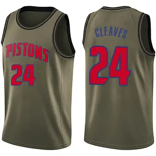 Detroit Pistons Men's Mateen Cleaves Green Swingman Salute to Service Jersey
