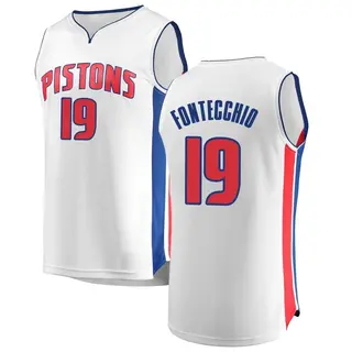 Detroit Pistons Men's Simone Fontecchio White Fast Break Jersey - Association Edition
