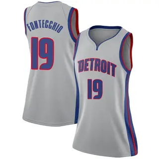 Detroit Pistons Women's Simone Fontecchio Swingman Silver Jersey - Statement Edition